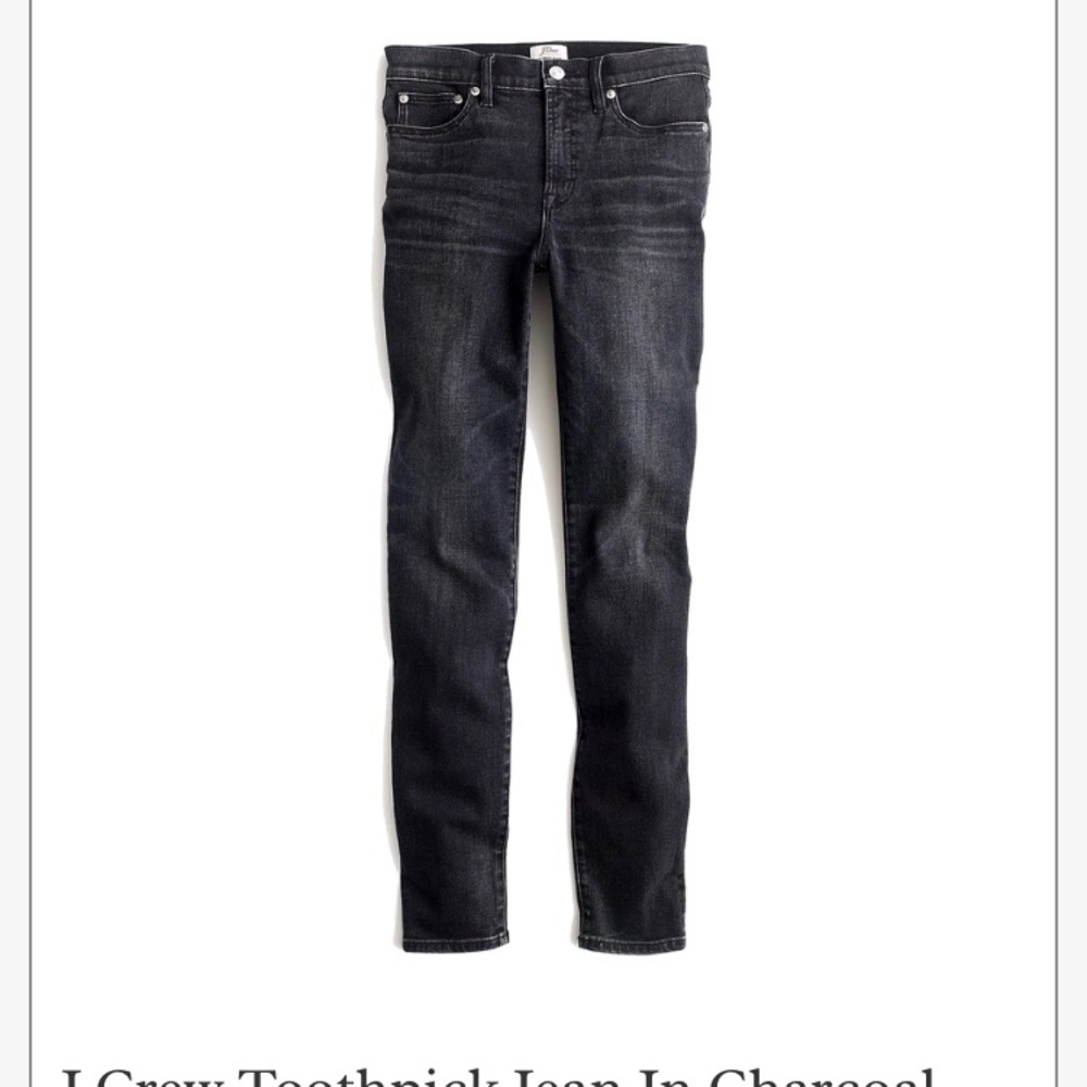 I crew toothpick jean in charcoal wash